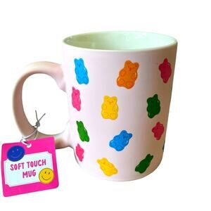 Eccolo Pastel Pink Multicolor Gummy Bear Soft Touch Mug NEW